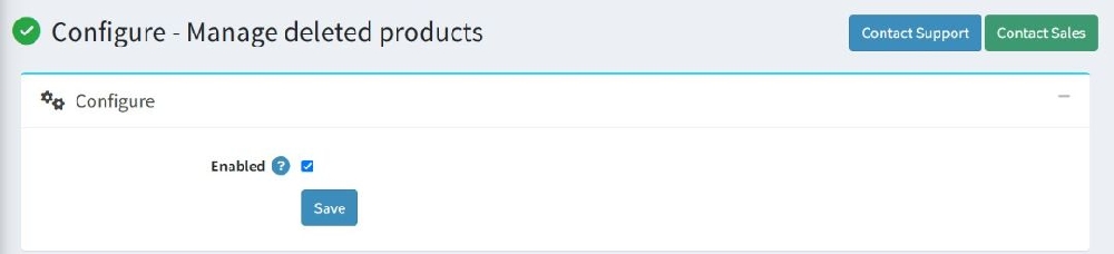 Manage Deleted Products configure page